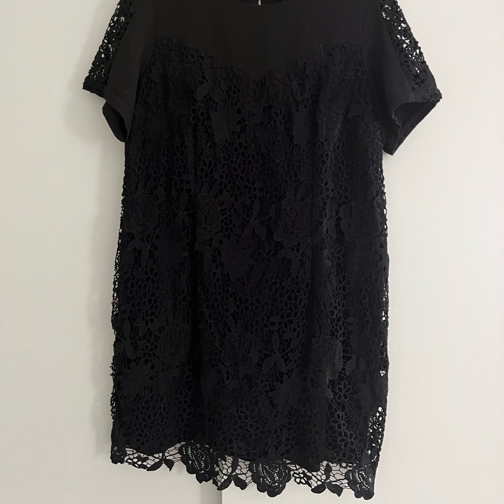 LovedRobe very cute short sleeve, short length dress with lace top layer.
